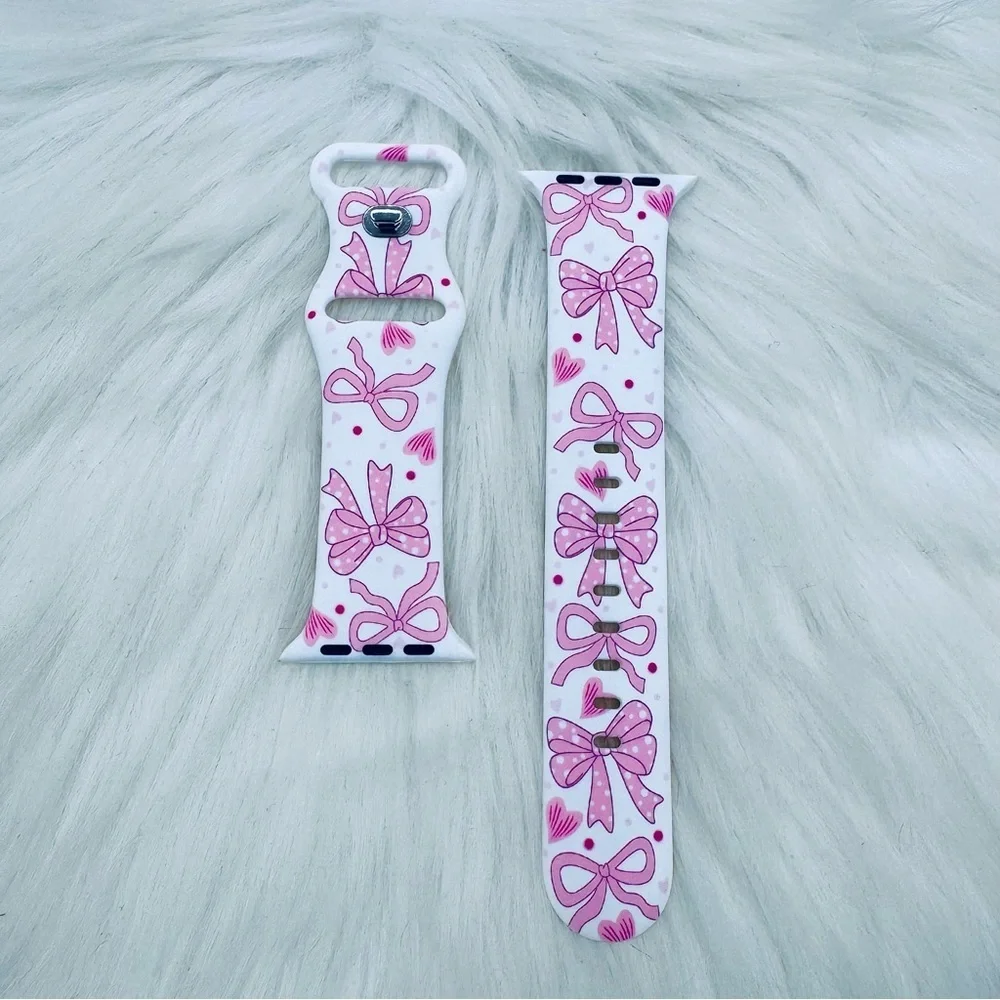 New Pink Bows Design Watch Band For Apple Watch 42mm / 44mm / 45mm / 49mm